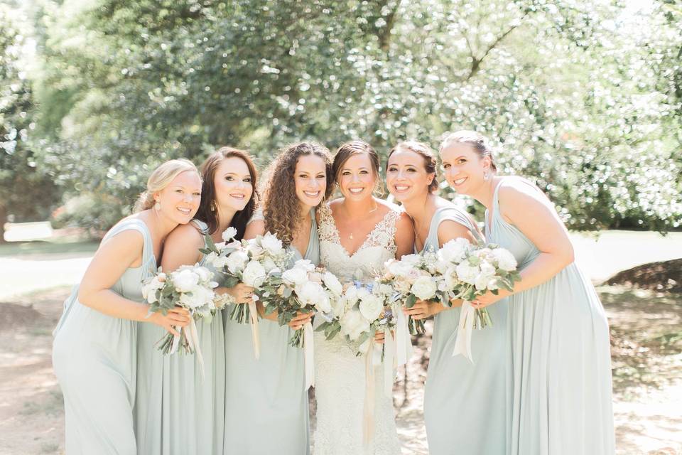 The bride with her bridesmaids