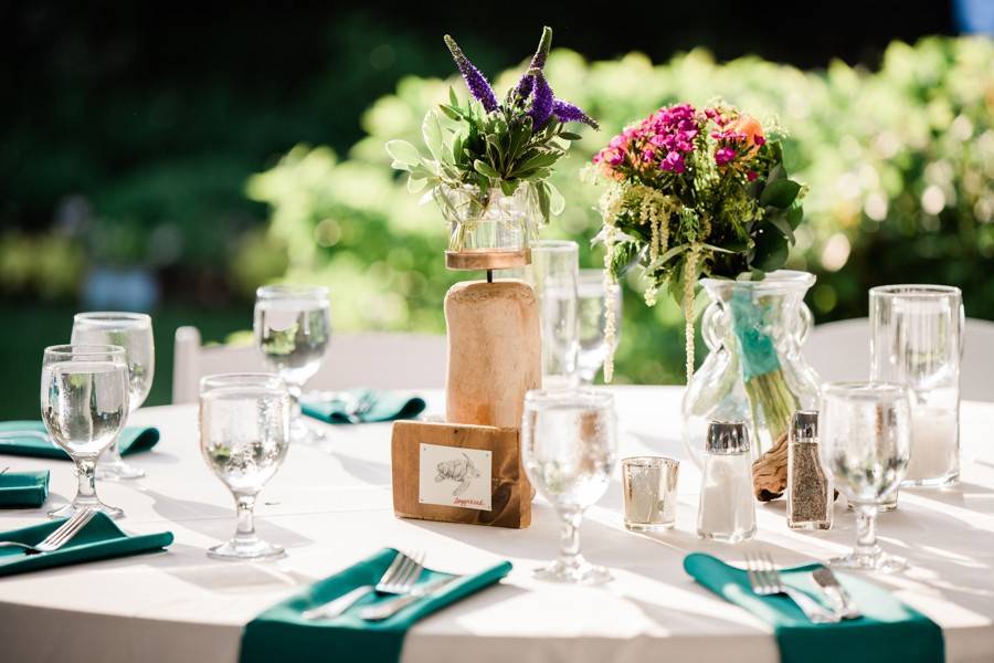 Rustic table for outdoor reception