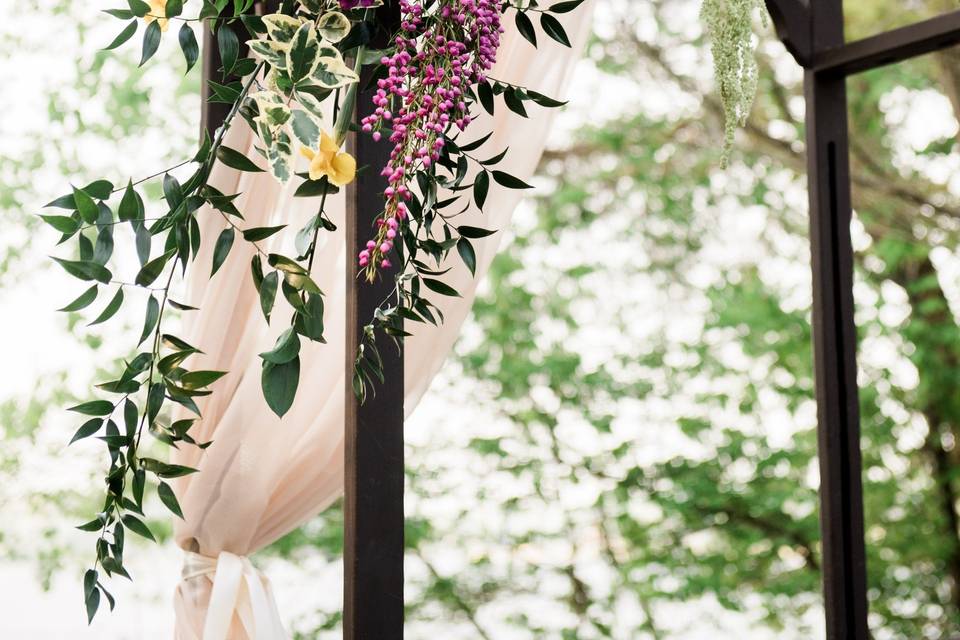 Arbor decorated with flowers