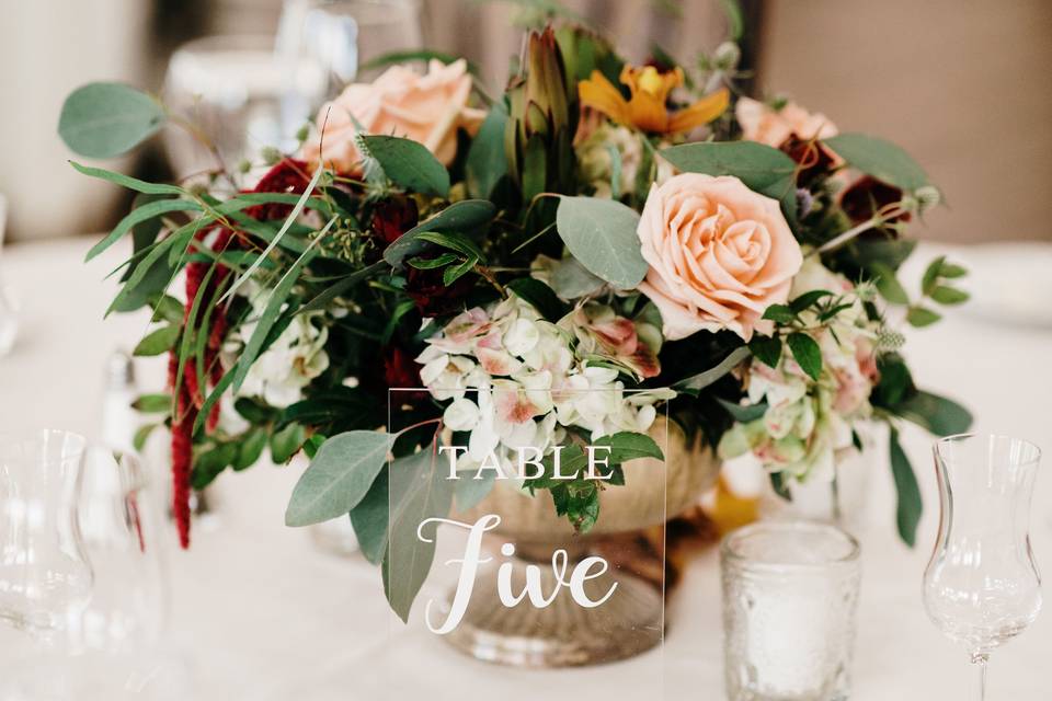 Flowers and Table Number