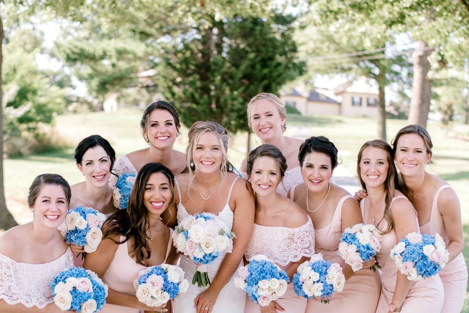 Bride and bridesmaids