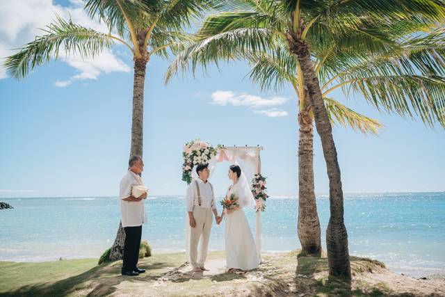 Public beach wedding