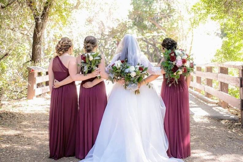 Bride and her bridesmaids