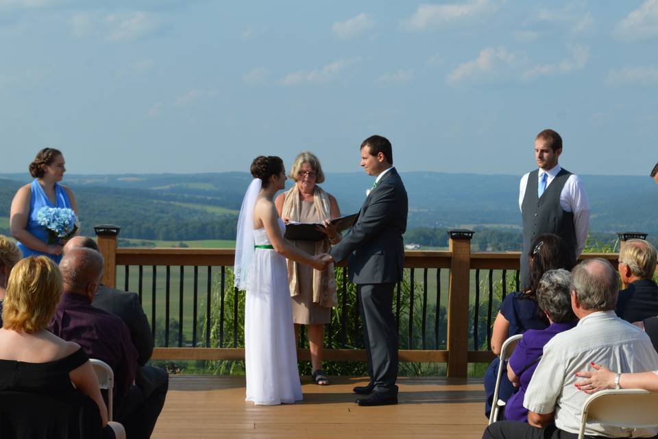 Wedding vows at Skyline Lodge