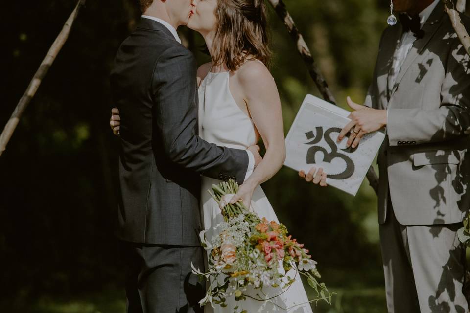 Ceremonial wedding kiss