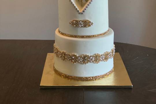 Gold and cream wedding cake