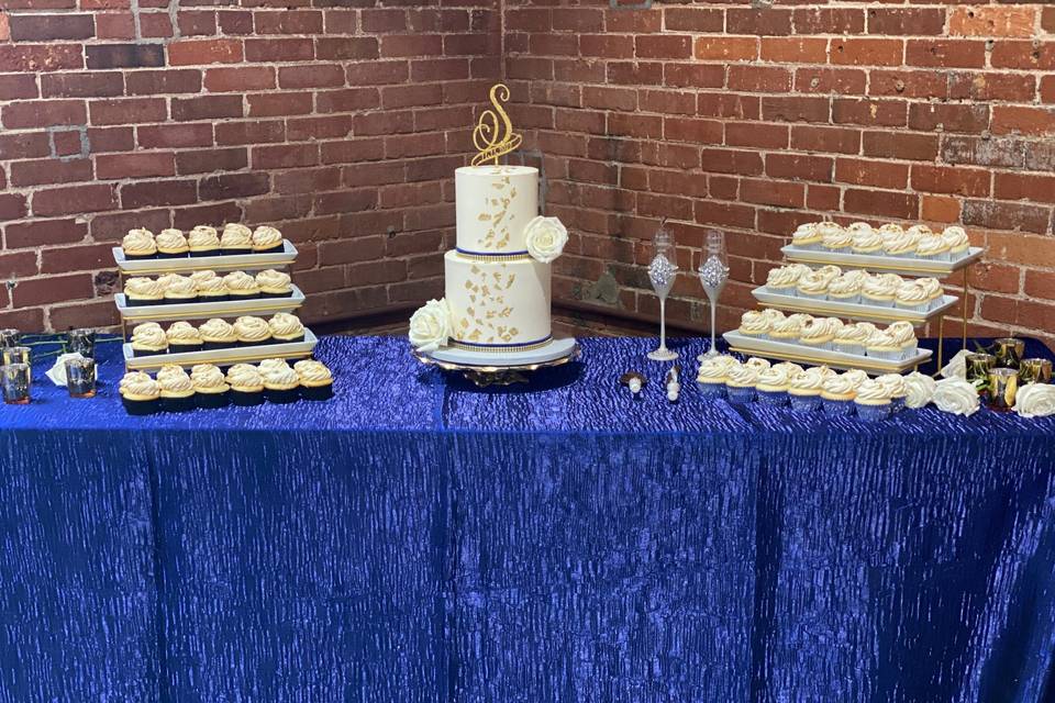 Buttercream and gold leaf