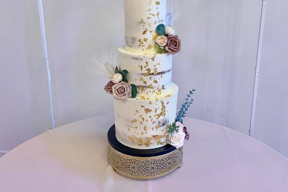 Naked cake with edible gold