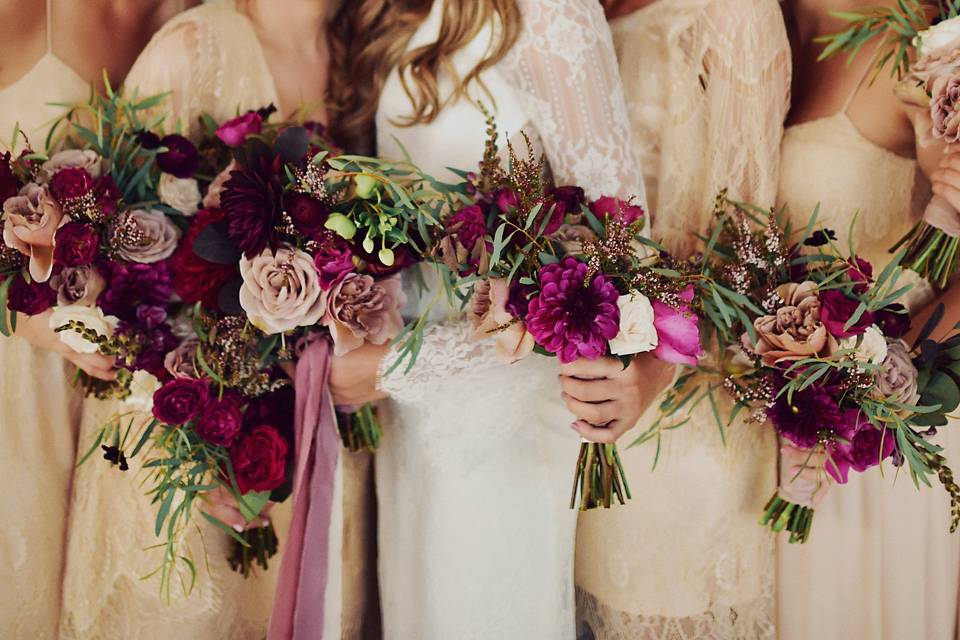 The bride and bridesmaids