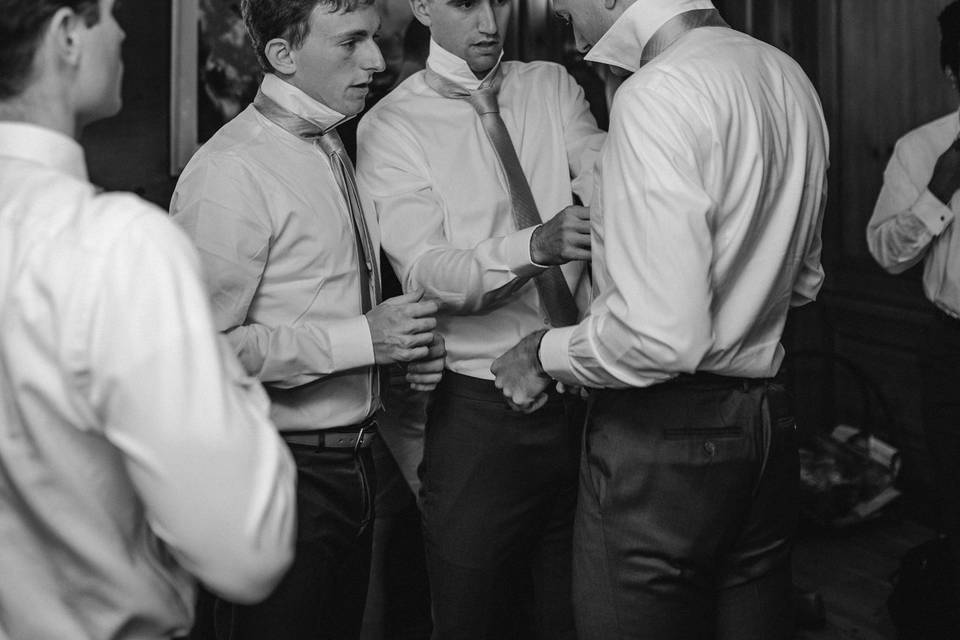 Groom with the boys