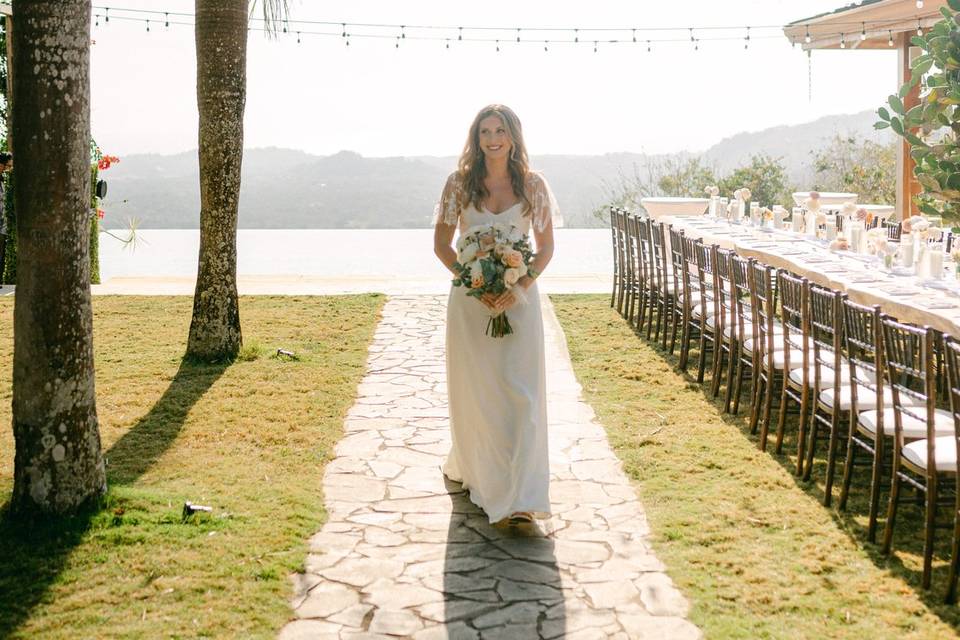 Bride walking down the aisle