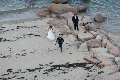 View from the platform of the Bride and Groom on the beach.