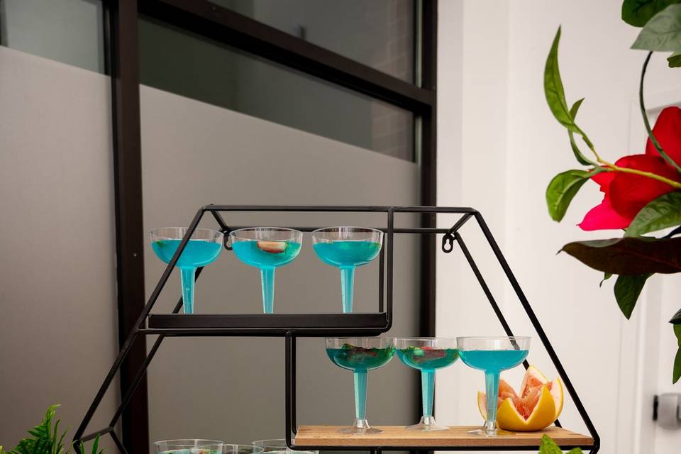 Blue cocktail display