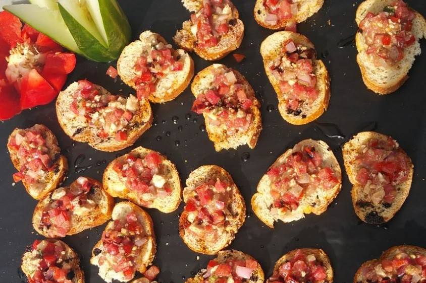 Tomato and mozzarella brushetta