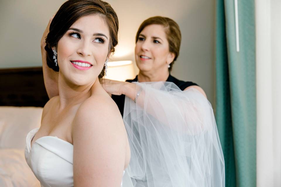 Bride and makeup artist