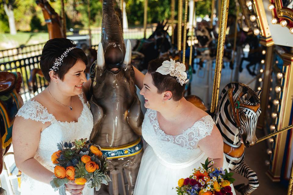 Brides on the carousel