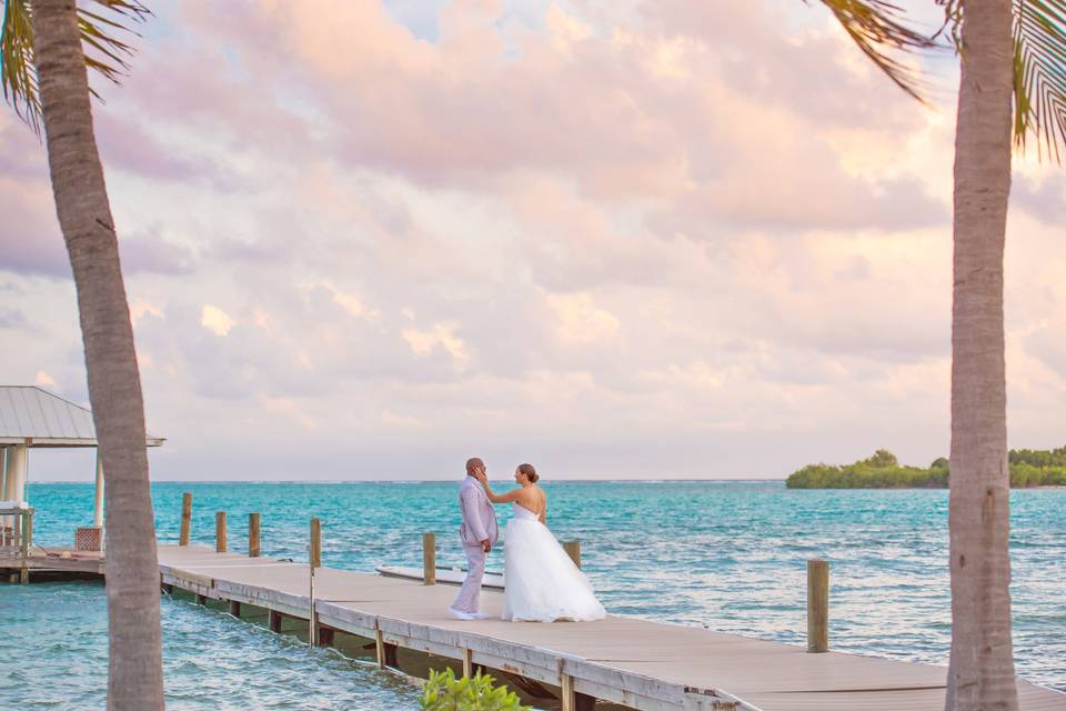 Couple walking on a dock