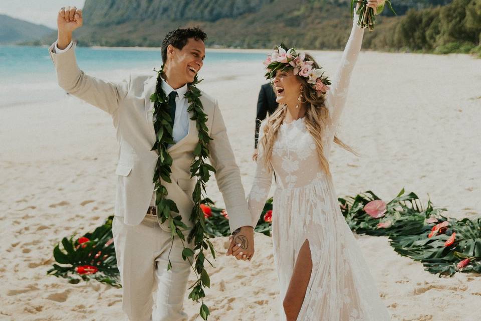 Oahu beach wedding hair makeup