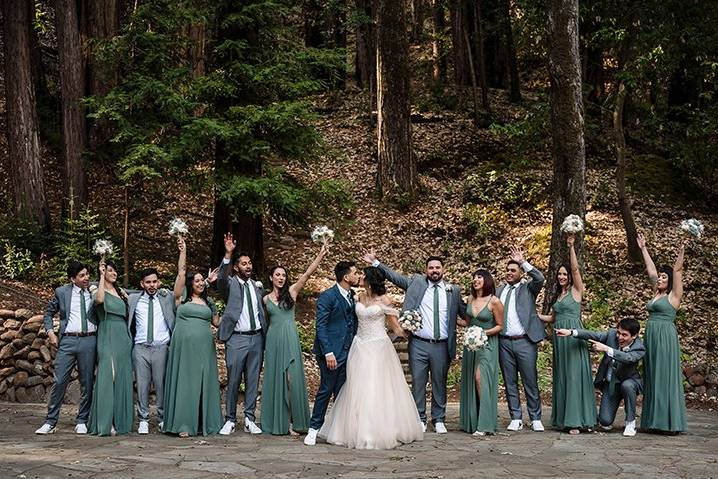 Forest bridal party