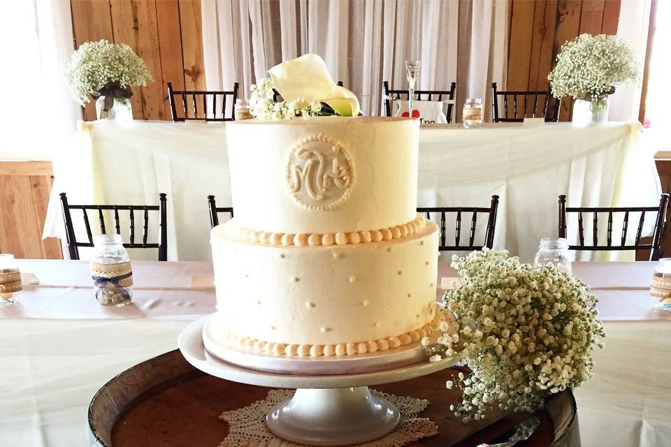 Two tier wedding cake