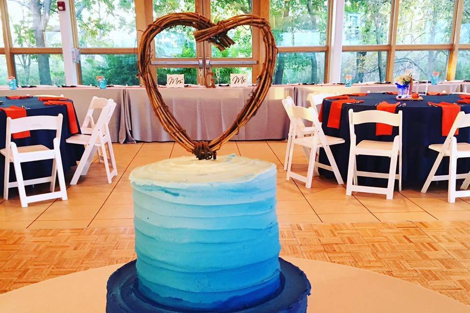 Two tier blue ombre cake