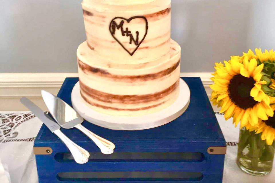 Three tier rustic wedding cake