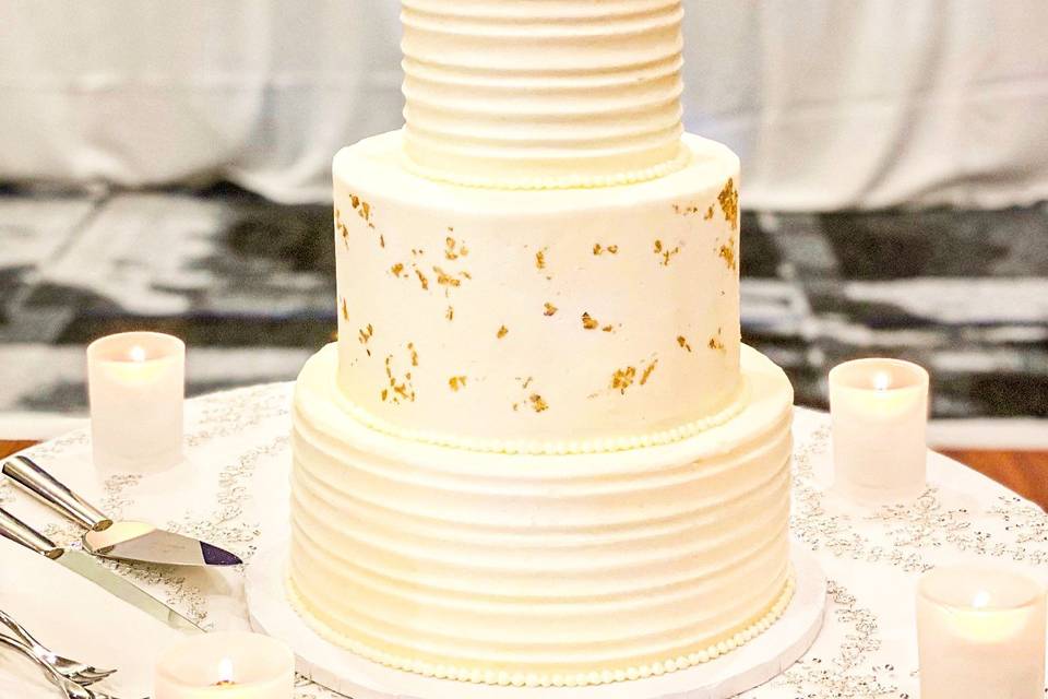 Buttercream and gold leaf