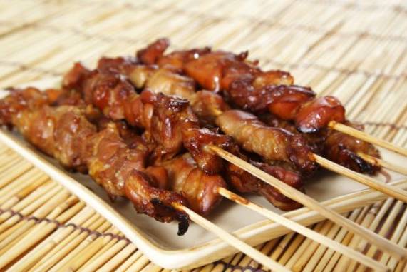 Kosher honey BBQ chicken satay