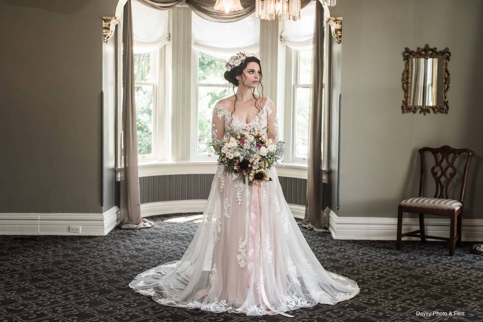 Bride in parlor.