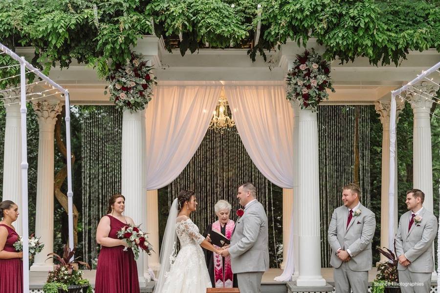 Ceremony at pergola.