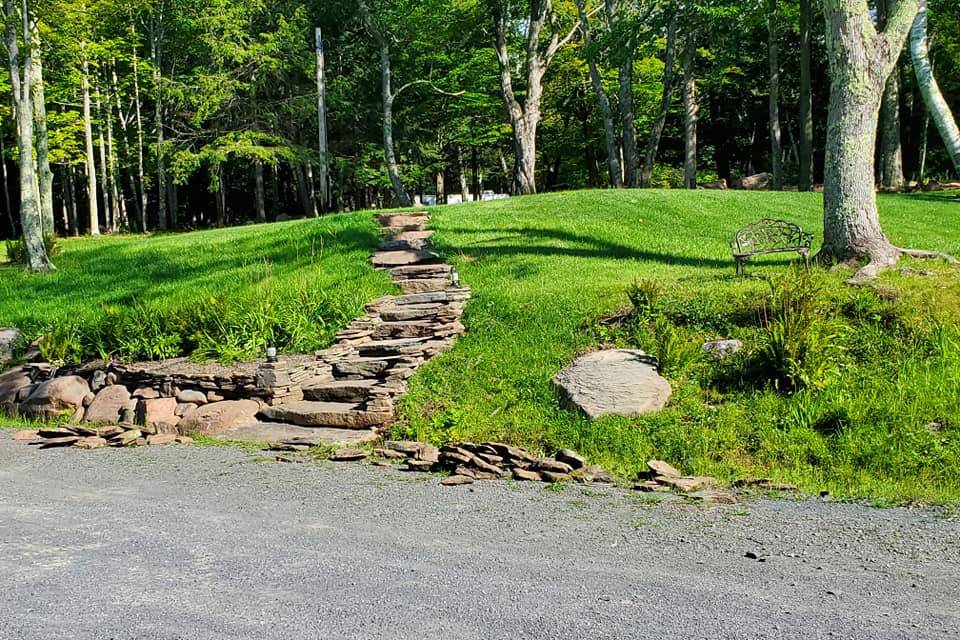 Rock stairs to Great Lawn