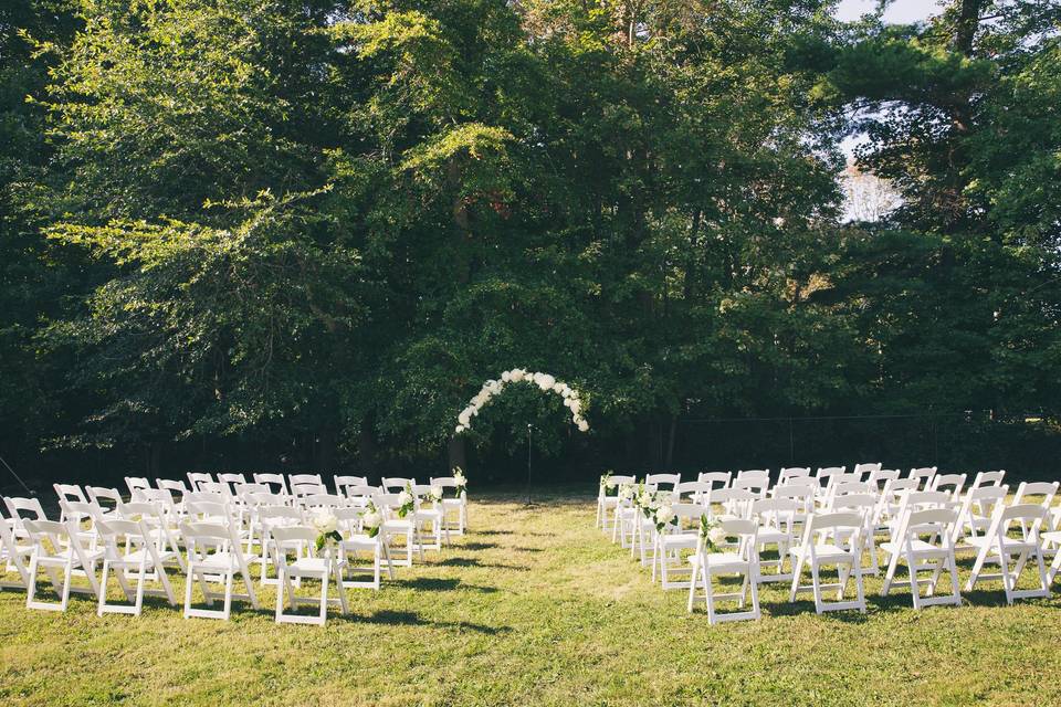 Backyard ceremony setup