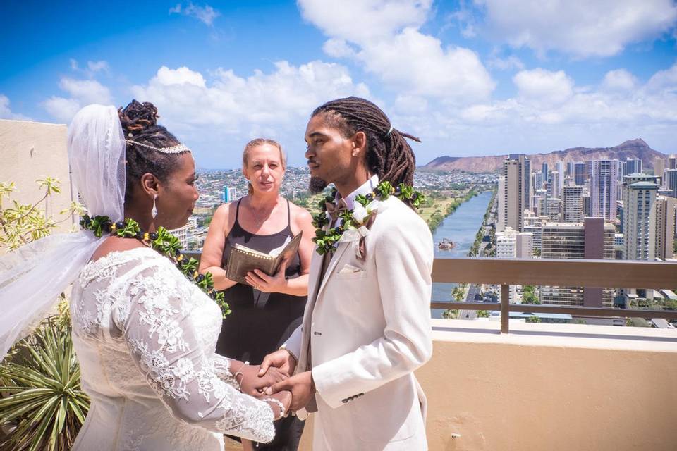 Hotel balcony wedding