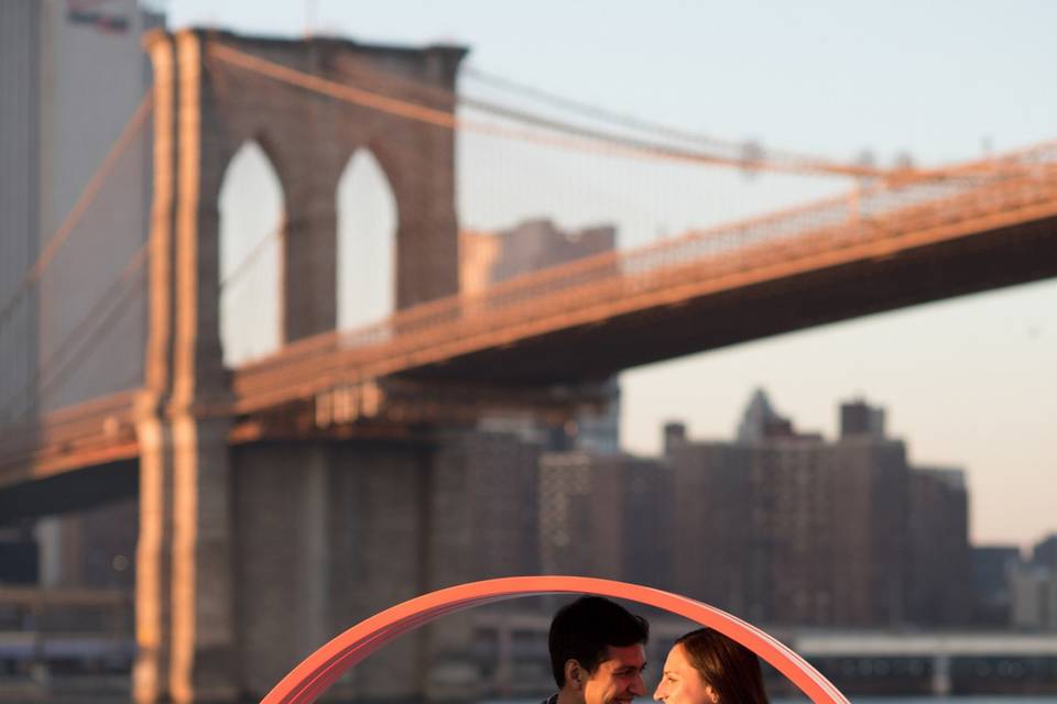 Brooklyn Bridge Park, New York City, engagement session © Reena Rose Photography