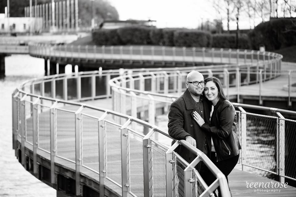 Pier C Park, Hoboken, NJ, engagement session © Reena Rose Photography