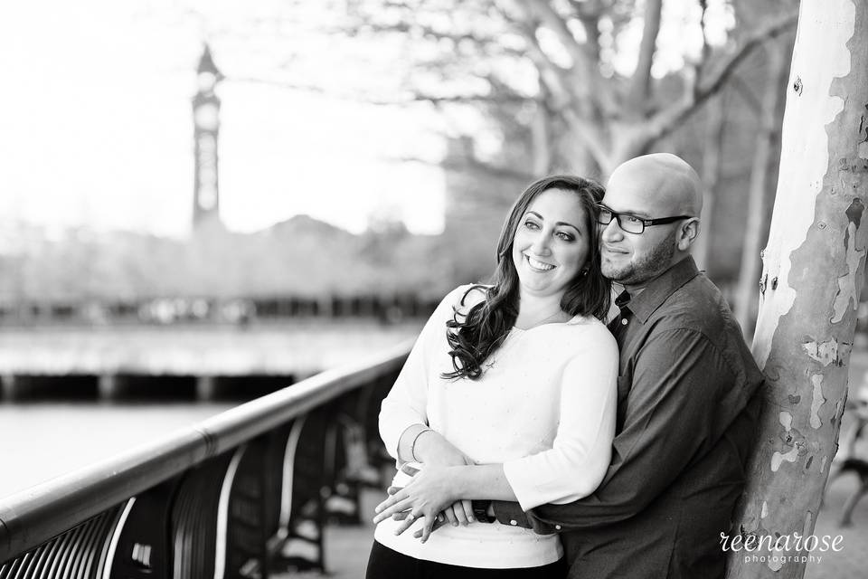 Hoboken Waterfront, NJ, engagement session © Reena Rose Photography