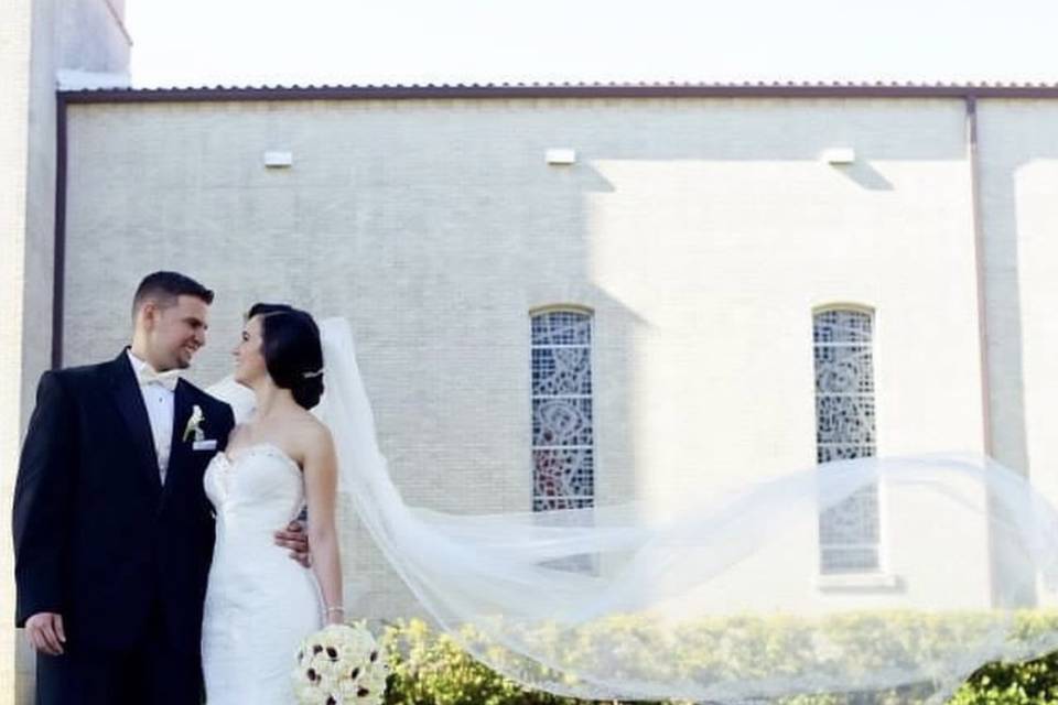 Couple portrait at church