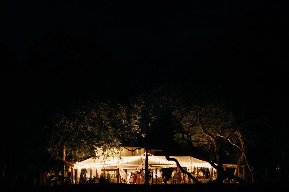 Beautiful tent at night