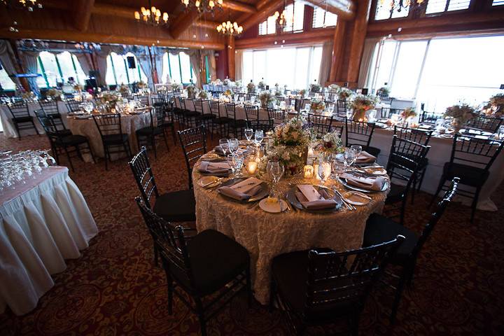 Table setup with decorated centerpiece