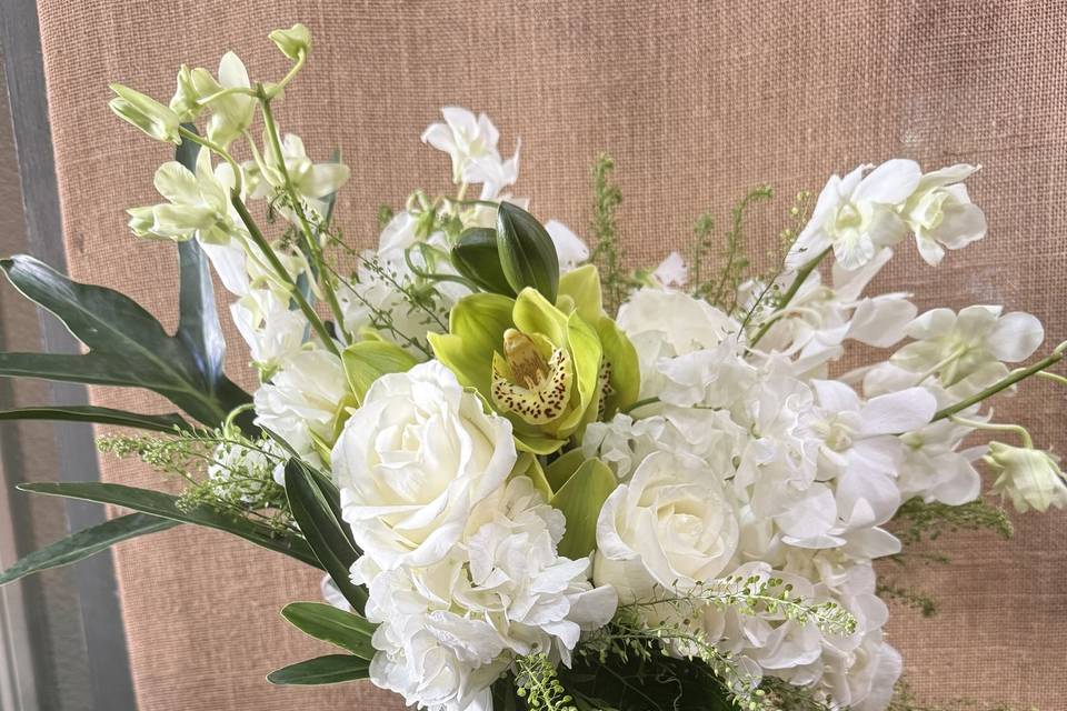 White flowers with orchid
