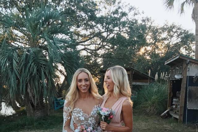 The bride and a bridesmaid
