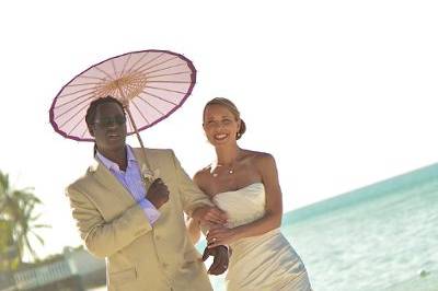 Strolling on a sandy beach