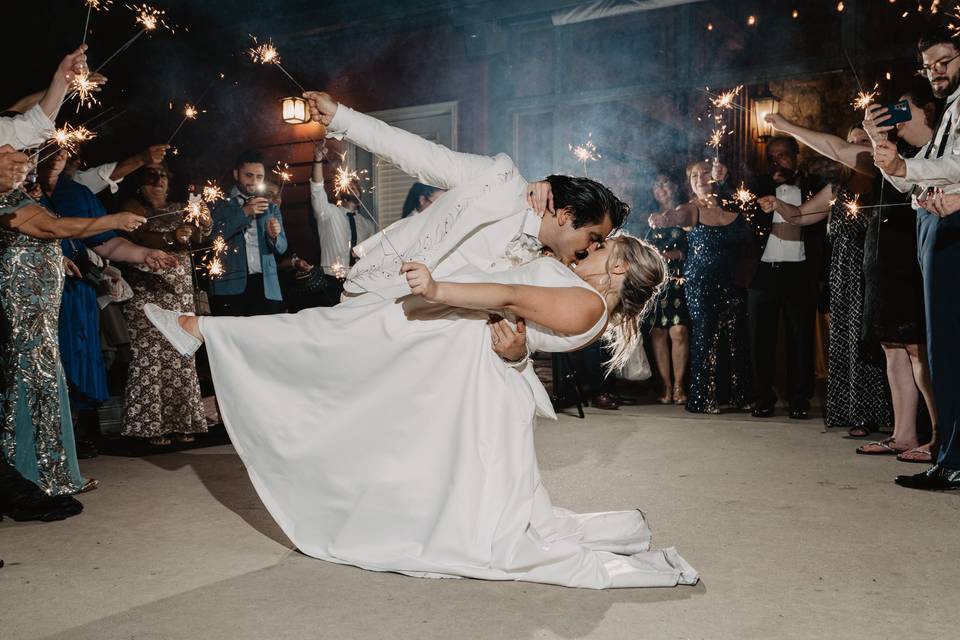 Couple dancing sparklers