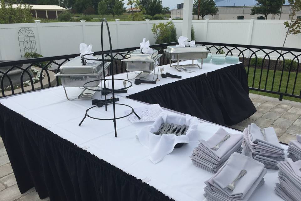 Setting up food table