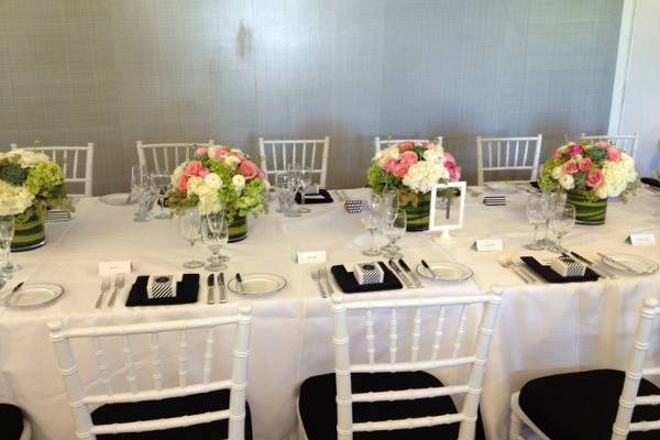 Long table with floral centerpiece