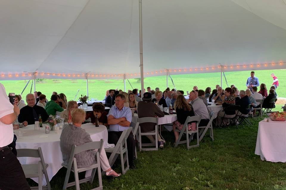 Tent next to barn