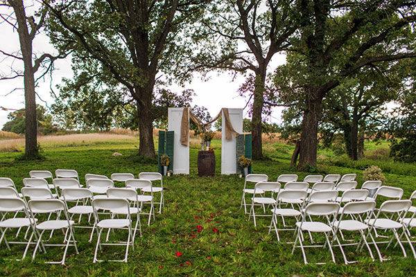 Wedding setup at the pond amphitheater