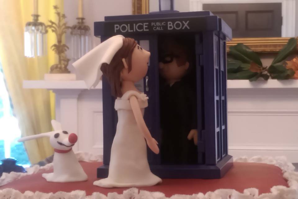 Police Call Box Bride and Groom Topper