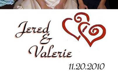 3 Photos with a larger personalized footer.  Created just for you with your graphic design ideas and wedding colors.