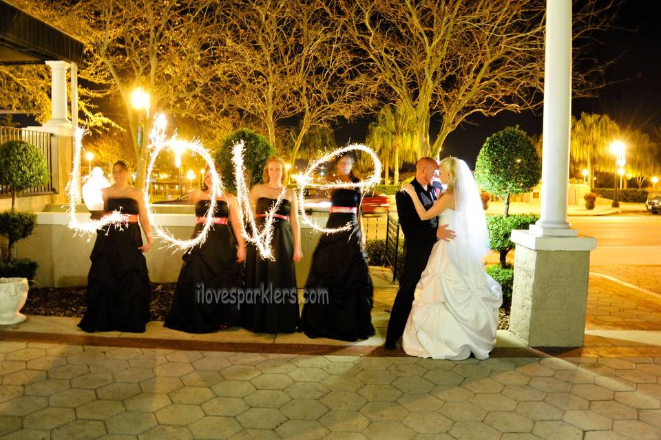 Love sparklers and newlyweds